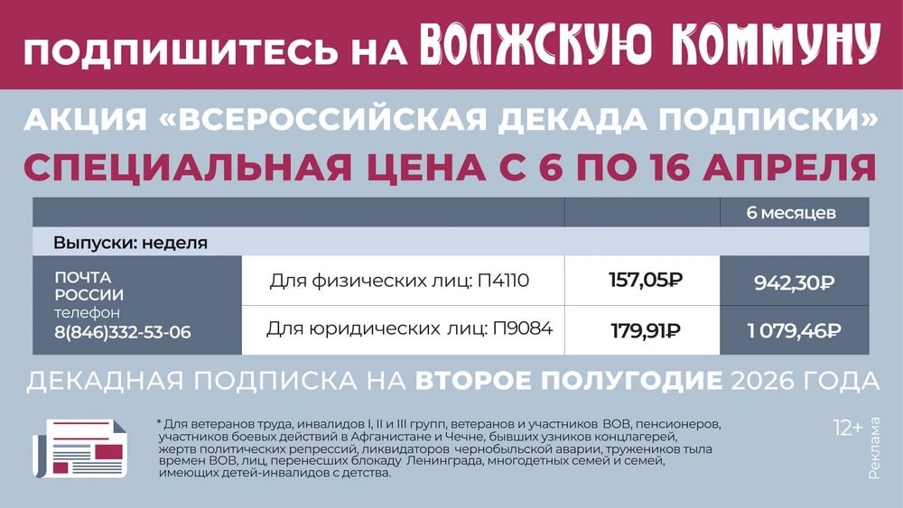 Подписка на Волжскую коммуну